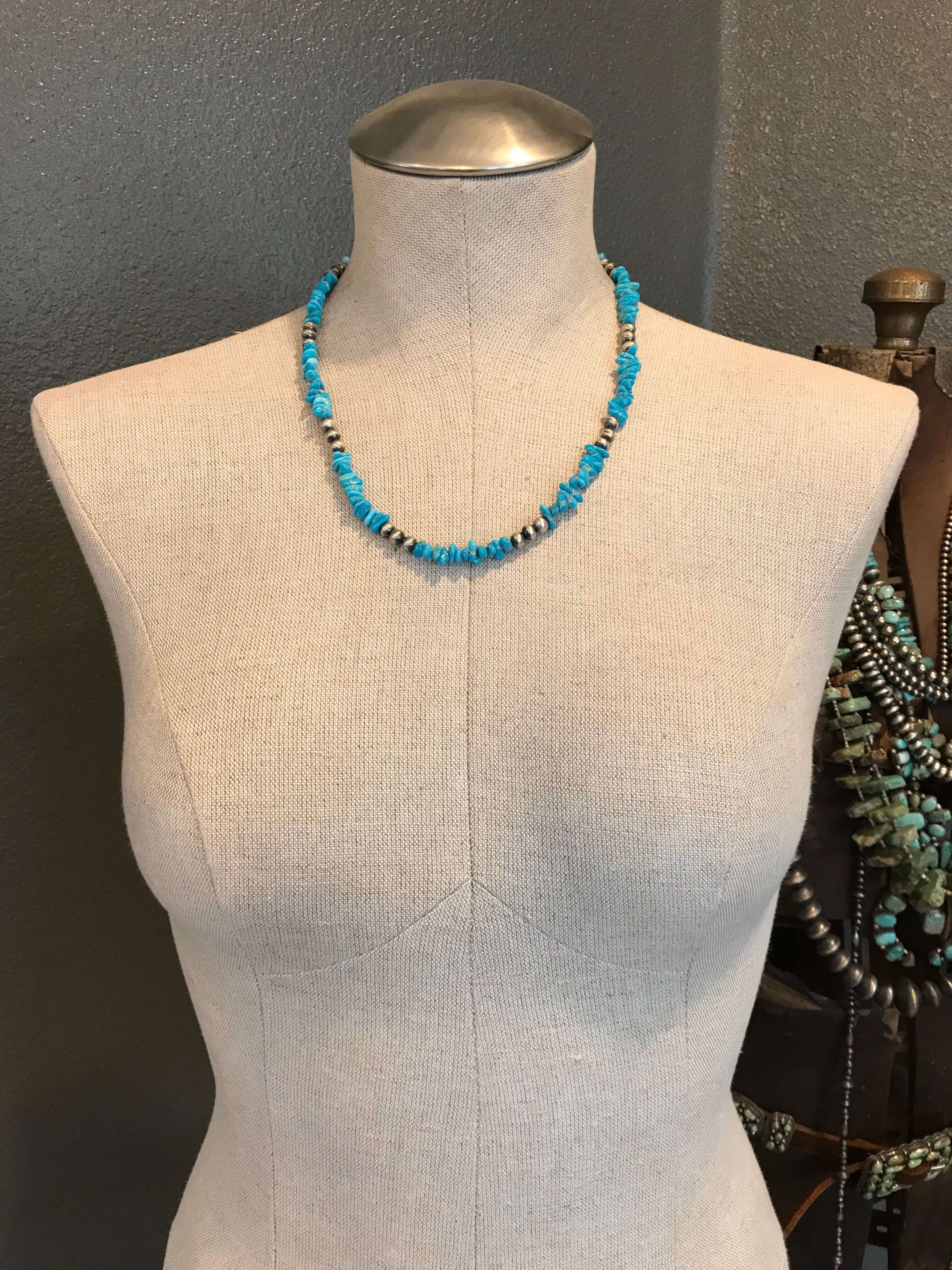 The Melody Sleeping Beauty Necklace, 21"-Necklaces-Calli Co., Turquoise and Silver Jewelry, Native American Handmade, Zuni Tribe, Navajo Tribe, Brock Texas