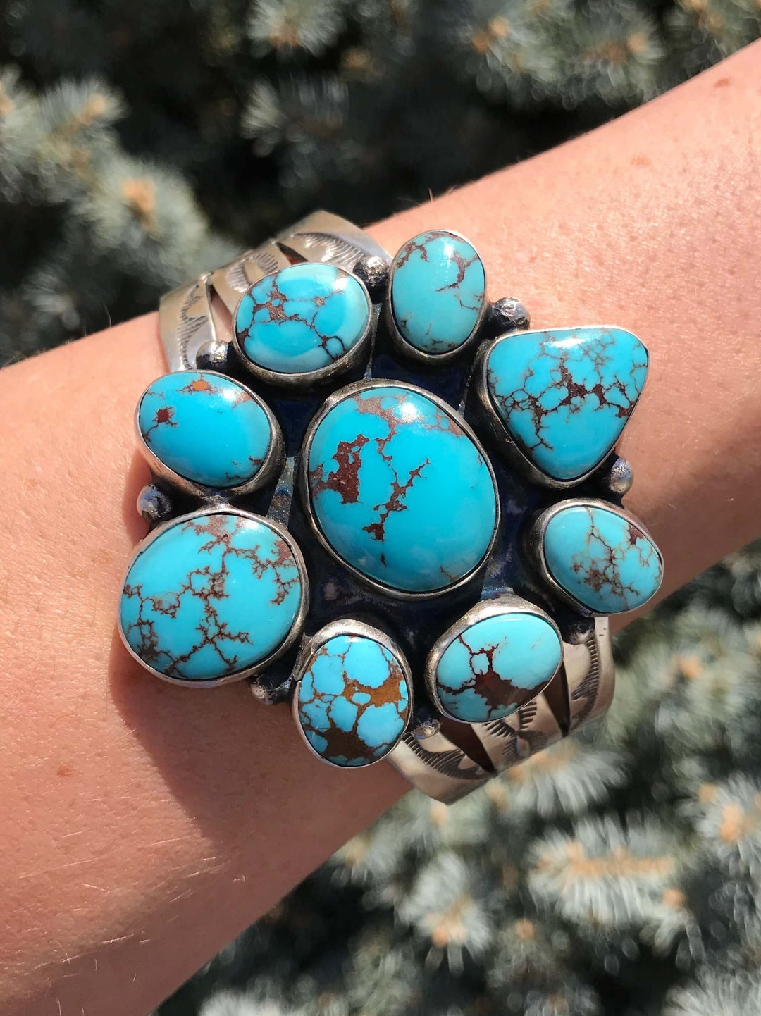 The Vdara Turquoise Grande Cuff-Bracelets & Cuffs-Calli Co., Turquoise and Silver Jewelry, Native American Handmade, Zuni Tribe, Navajo Tribe, Brock Texas