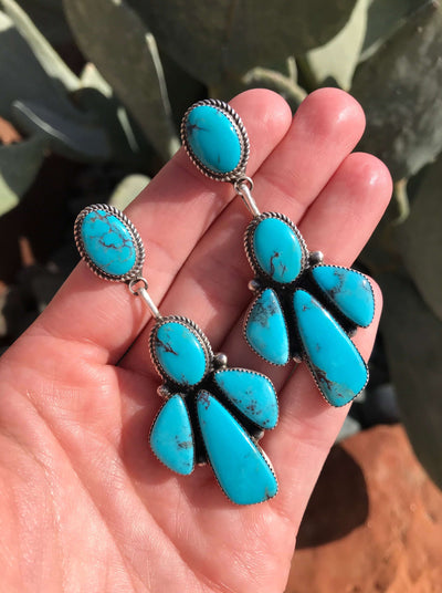 The Texline Earrings, 3-Earrings-Calli Co., Turquoise and Silver Jewelry, Native American Handmade, Zuni Tribe, Navajo Tribe, Brock Texas