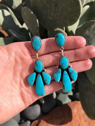 The Texline Earrings, 3-Earrings-Calli Co., Turquoise and Silver Jewelry, Native American Handmade, Zuni Tribe, Navajo Tribe, Brock Texas