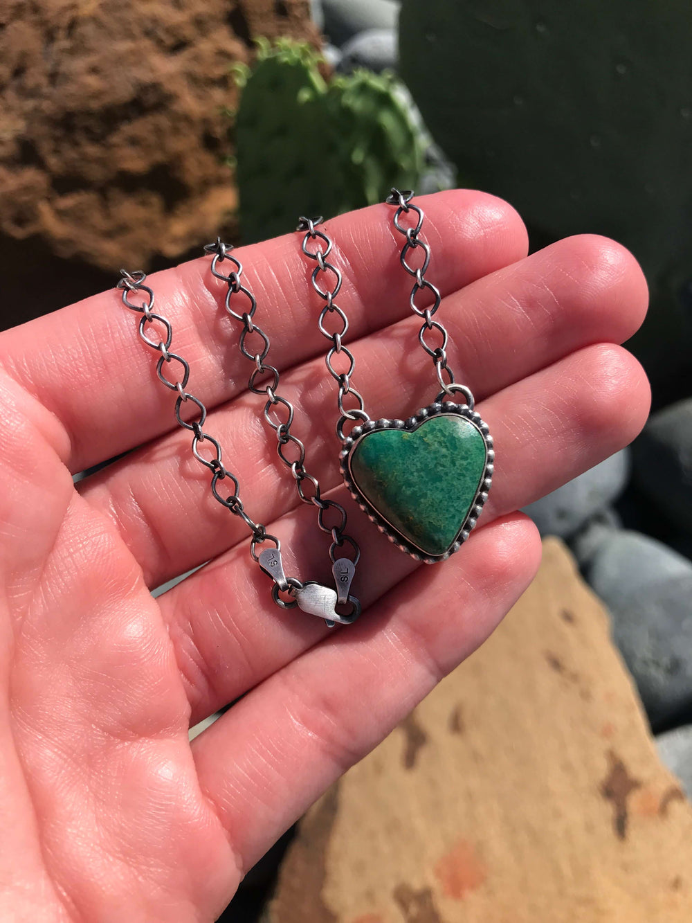 The Heart Necklace, 20-Necklaces-Calli Co., Turquoise and Silver Jewelry, Native American Handmade, Zuni Tribe, Navajo Tribe, Brock Texas