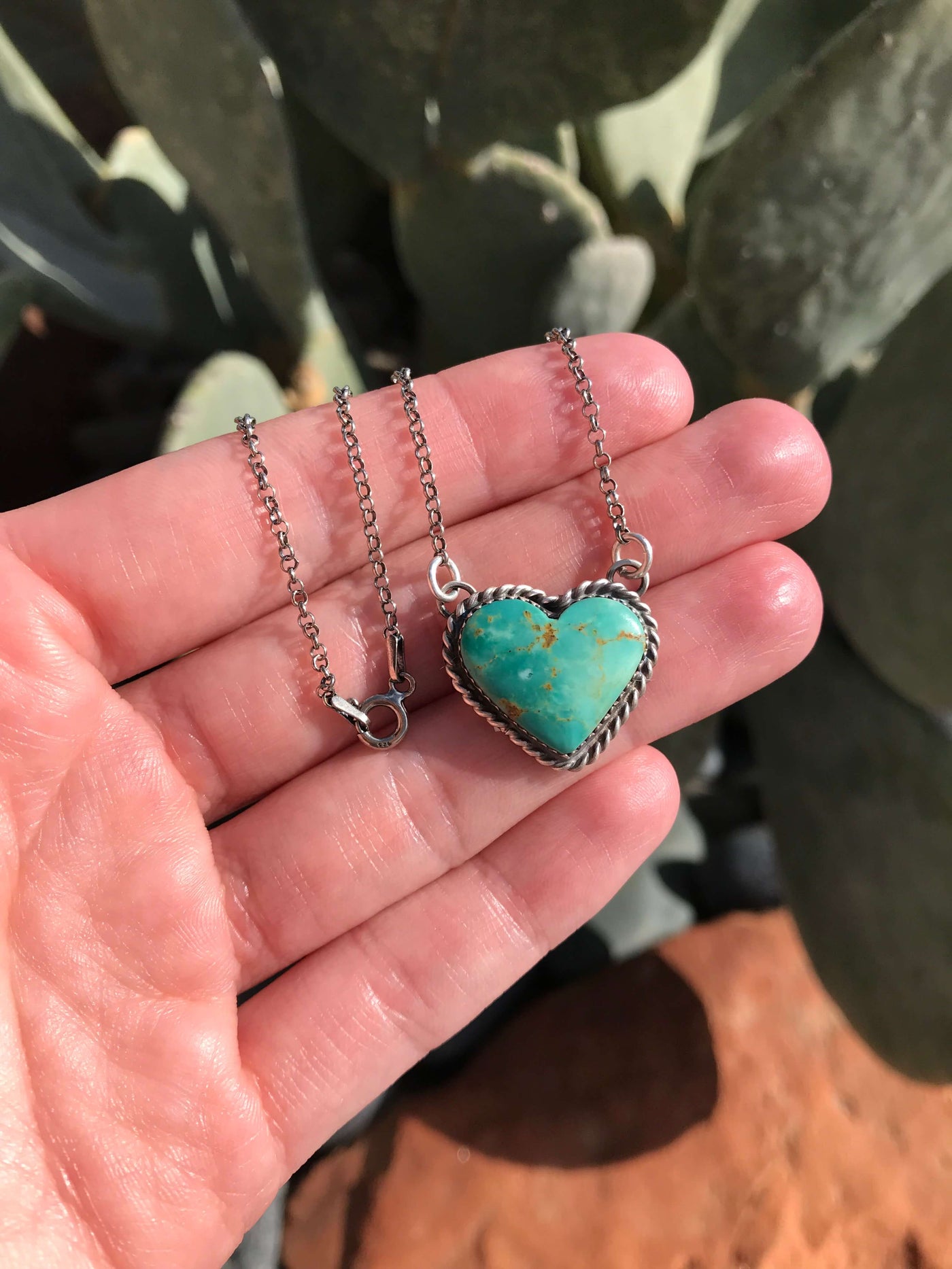 The Heart Necklace, 89-Necklaces-Calli Co., Turquoise and Silver Jewelry, Native American Handmade, Zuni Tribe, Navajo Tribe, Brock Texas