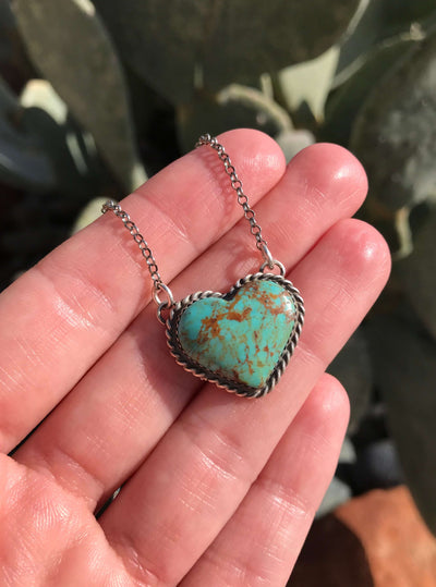 The Heart Necklace, 97-Necklaces-Calli Co., Turquoise and Silver Jewelry, Native American Handmade, Zuni Tribe, Navajo Tribe, Brock Texas