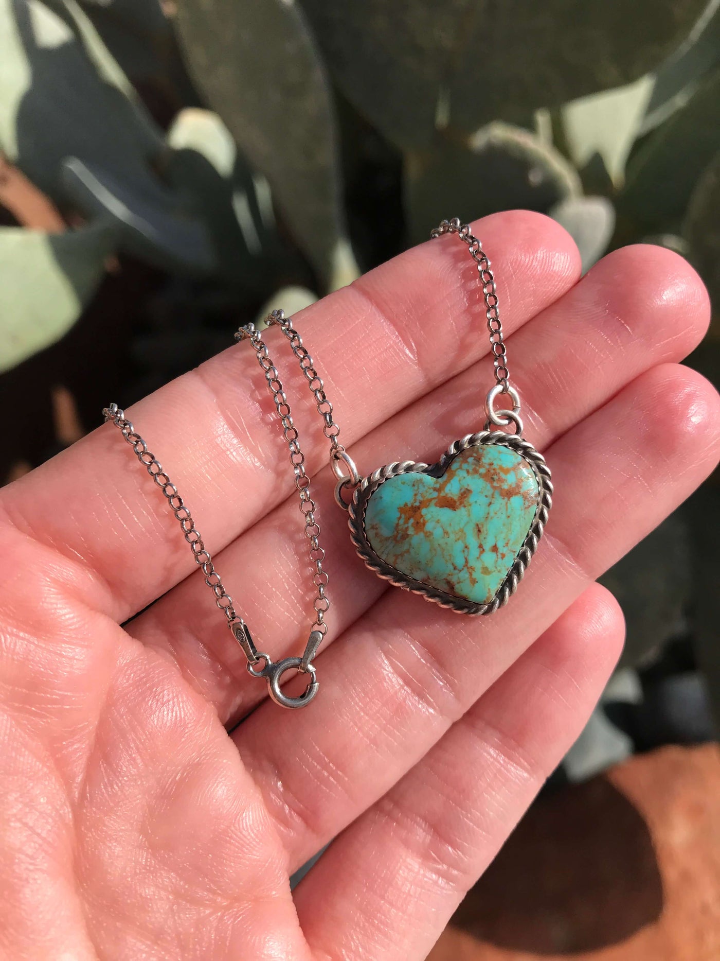 The Heart Necklace, 97-Necklaces-Calli Co., Turquoise and Silver Jewelry, Native American Handmade, Zuni Tribe, Navajo Tribe, Brock Texas
