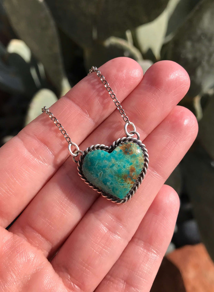 The Heart Necklace, 95-Necklaces-Calli Co., Turquoise and Silver Jewelry, Native American Handmade, Zuni Tribe, Navajo Tribe, Brock Texas