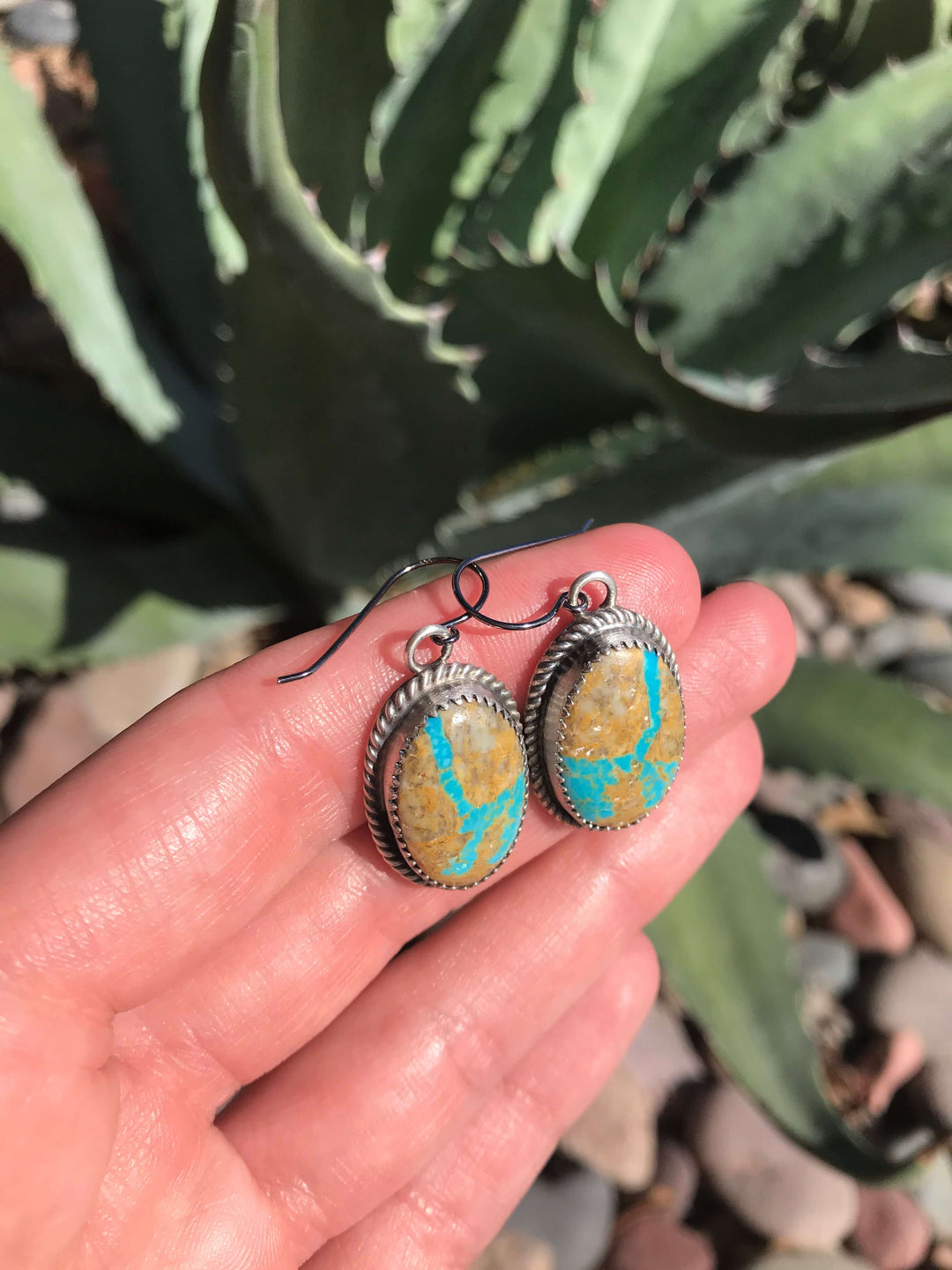 The Boulder Turquoise Dangle Earrings, 3-Earrings-Calli Co., Turquoise and Silver Jewelry, Native American Handmade, Zuni Tribe, Navajo Tribe, Brock Texas