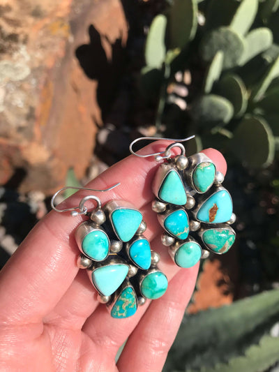 The Terali Turquoise Earrings-Earrings-Calli Co., Turquoise and Silver Jewelry, Native American Handmade, Zuni Tribe, Navajo Tribe, Brock Texas
