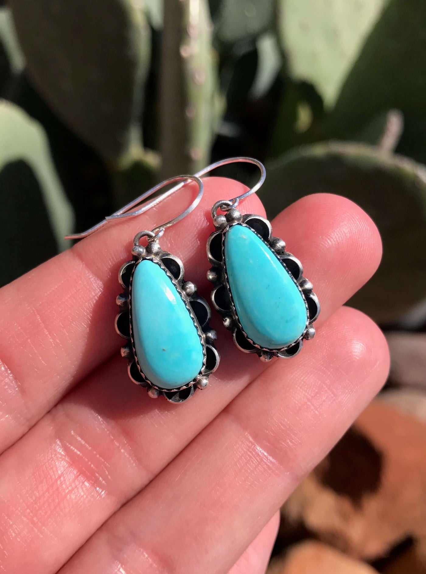 The Athena Turquoise Earrings, 7-Earrings-Calli Co., Turquoise and Silver Jewelry, Native American Handmade, Zuni Tribe, Navajo Tribe, Brock Texas