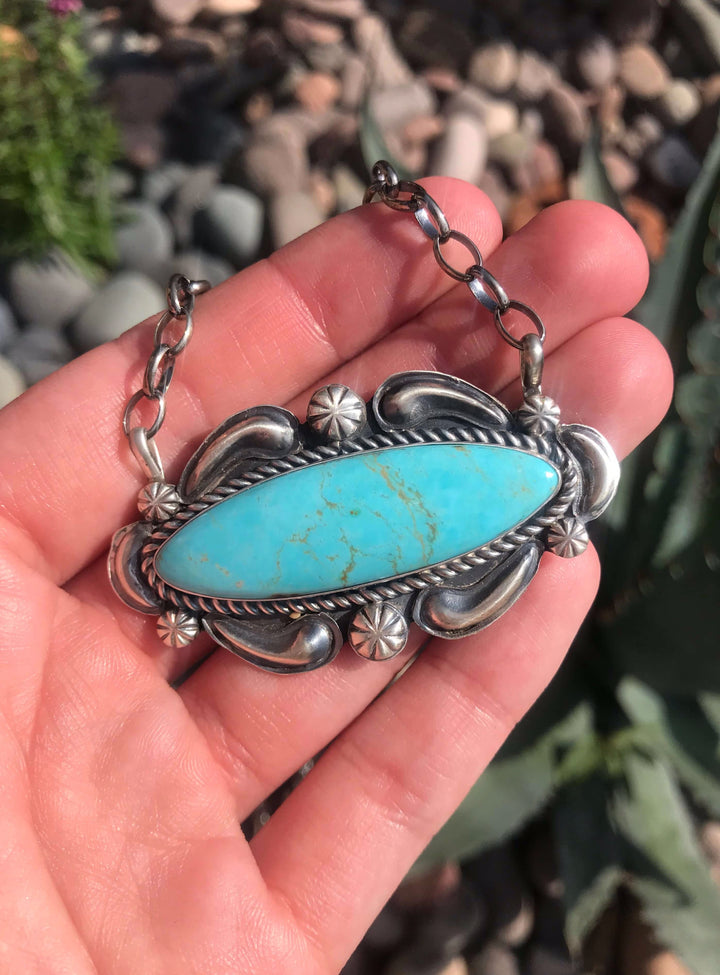 The Bellagio Turquoise Necklace, 1-Necklaces-Calli Co., Turquoise and Silver Jewelry, Native American Handmade, Zuni Tribe, Navajo Tribe, Brock Texas