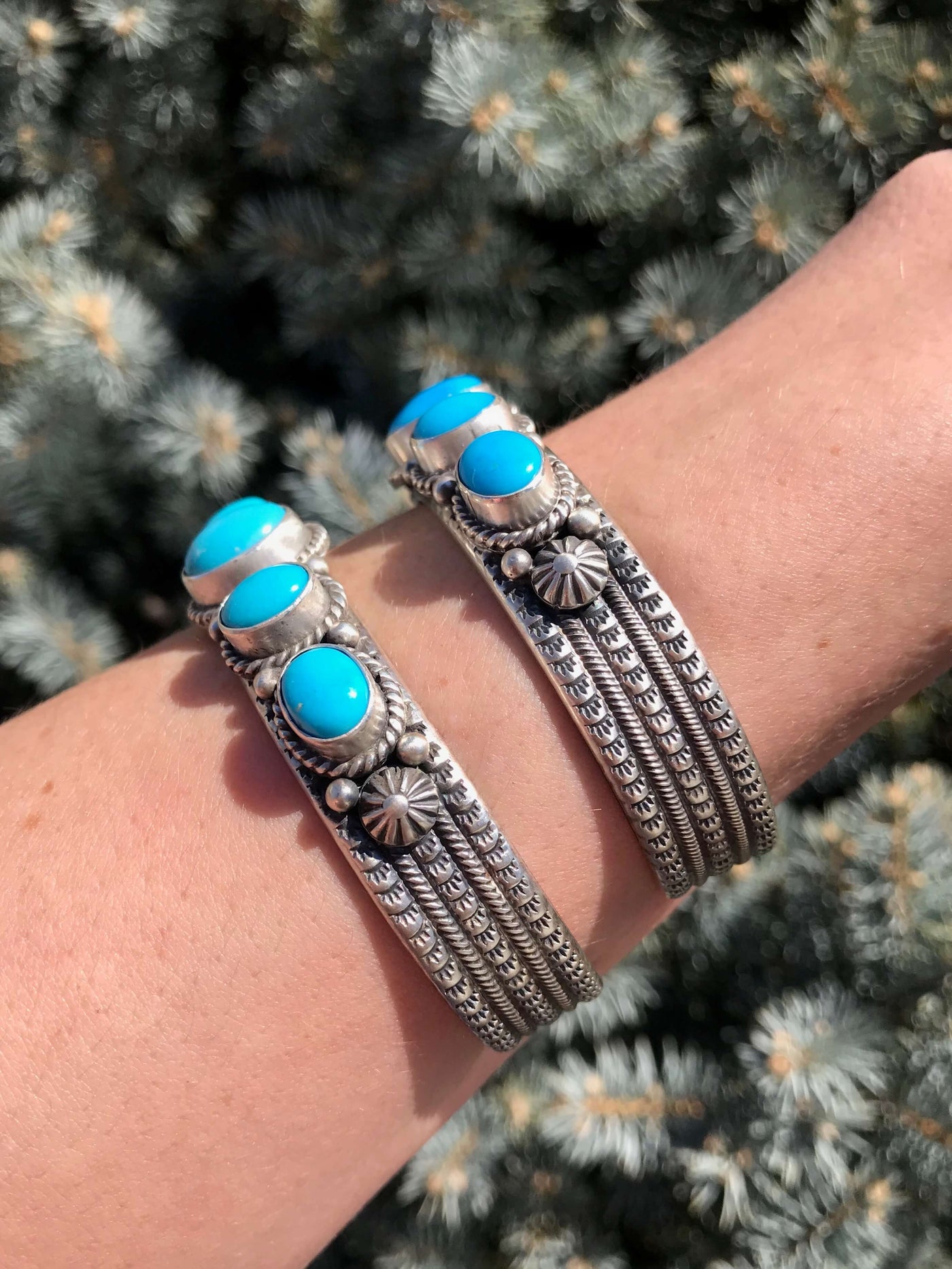 The Pawnee Turquoise Cuffs-Bracelets & Cuffs-Calli Co., Turquoise and Silver Jewelry, Native American Handmade, Zuni Tribe, Navajo Tribe, Brock Texas