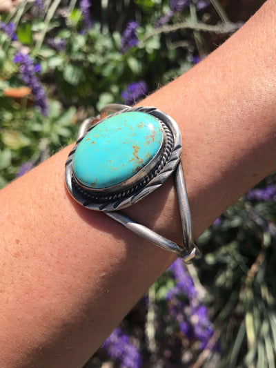 The Bixby Turquoise Cuff-Bracelets & Cuffs-Calli Co., Turquoise and Silver Jewelry, Native American Handmade, Zuni Tribe, Navajo Tribe, Brock Texas