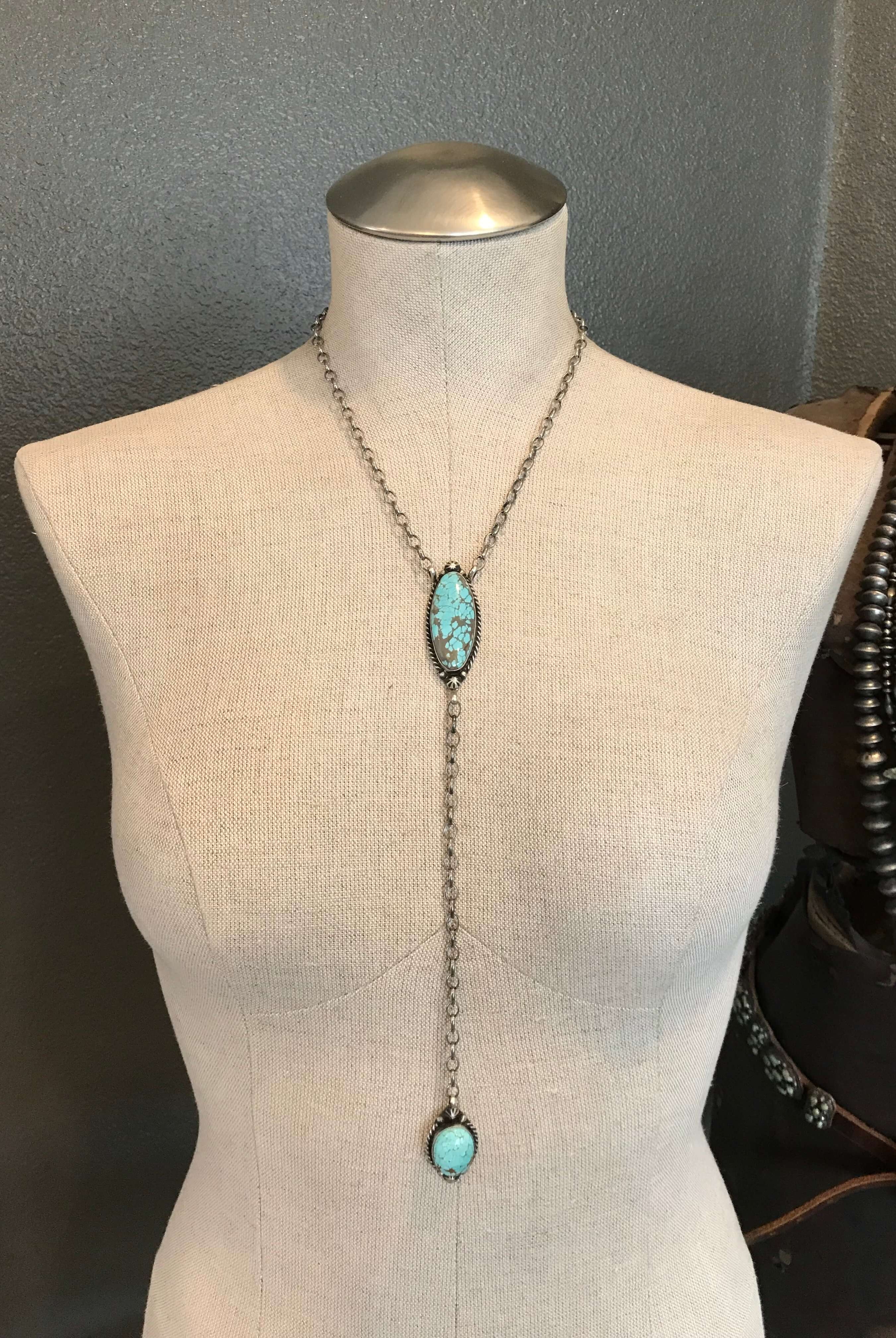 The Ace Lariat Necklace, 6-Necklaces-Calli Co., Turquoise and Silver Jewelry, Native American Handmade, Zuni Tribe, Navajo Tribe, Brock Texas