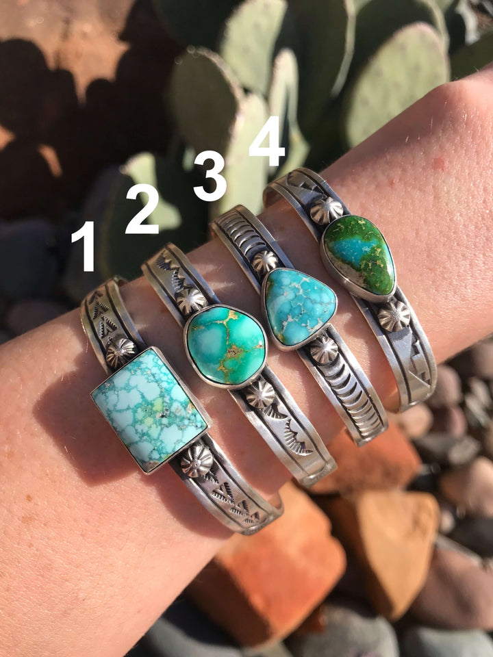 The Twain Turquoise Cuffs-Bracelets & Cuffs-Calli Co., Turquoise and Silver Jewelry, Native American Handmade, Zuni Tribe, Navajo Tribe, Brock Texas