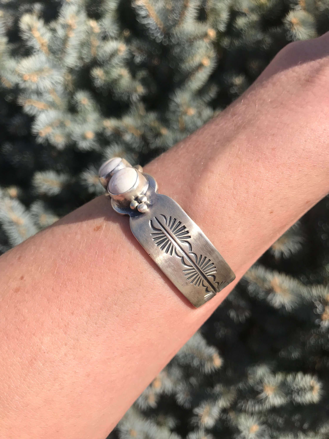 The Lennon White Buffalo Cuff-Bracelets & Cuffs-Calli Co., Turquoise and Silver Jewelry, Native American Handmade, Zuni Tribe, Navajo Tribe, Brock Texas