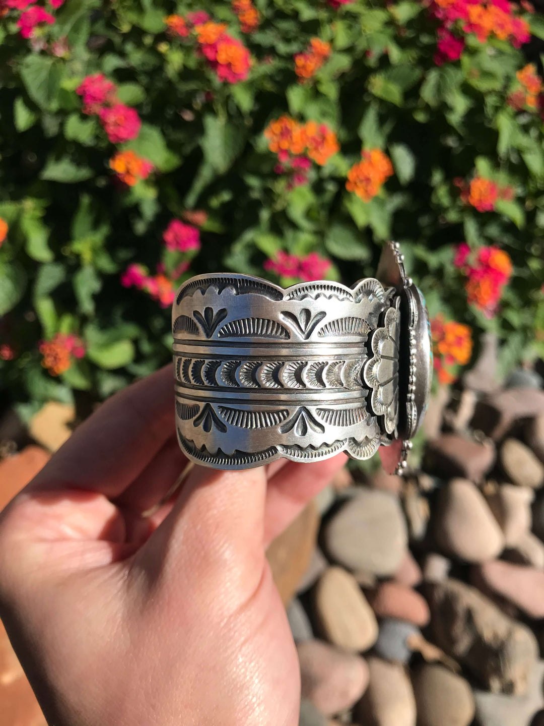 The Kilbuck Turquoise Ribbon Cuff-Bracelets & Cuffs-Calli Co., Turquoise and Silver Jewelry, Native American Handmade, Zuni Tribe, Navajo Tribe, Brock Texas