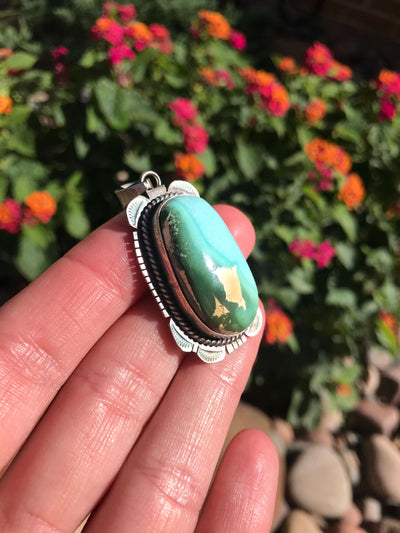 The Ashton Royston Turquoise Pendant-Pendants-Calli Co., Turquoise and Silver Jewelry, Native American Handmade, Zuni Tribe, Navajo Tribe, Brock Texas