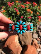 The Calladitto Sleeping Beauty and Coral Cuff-Bracelets & Cuffs-Calli Co., Turquoise and Silver Jewelry, Native American Handmade, Zuni Tribe, Navajo Tribe, Brock Texas