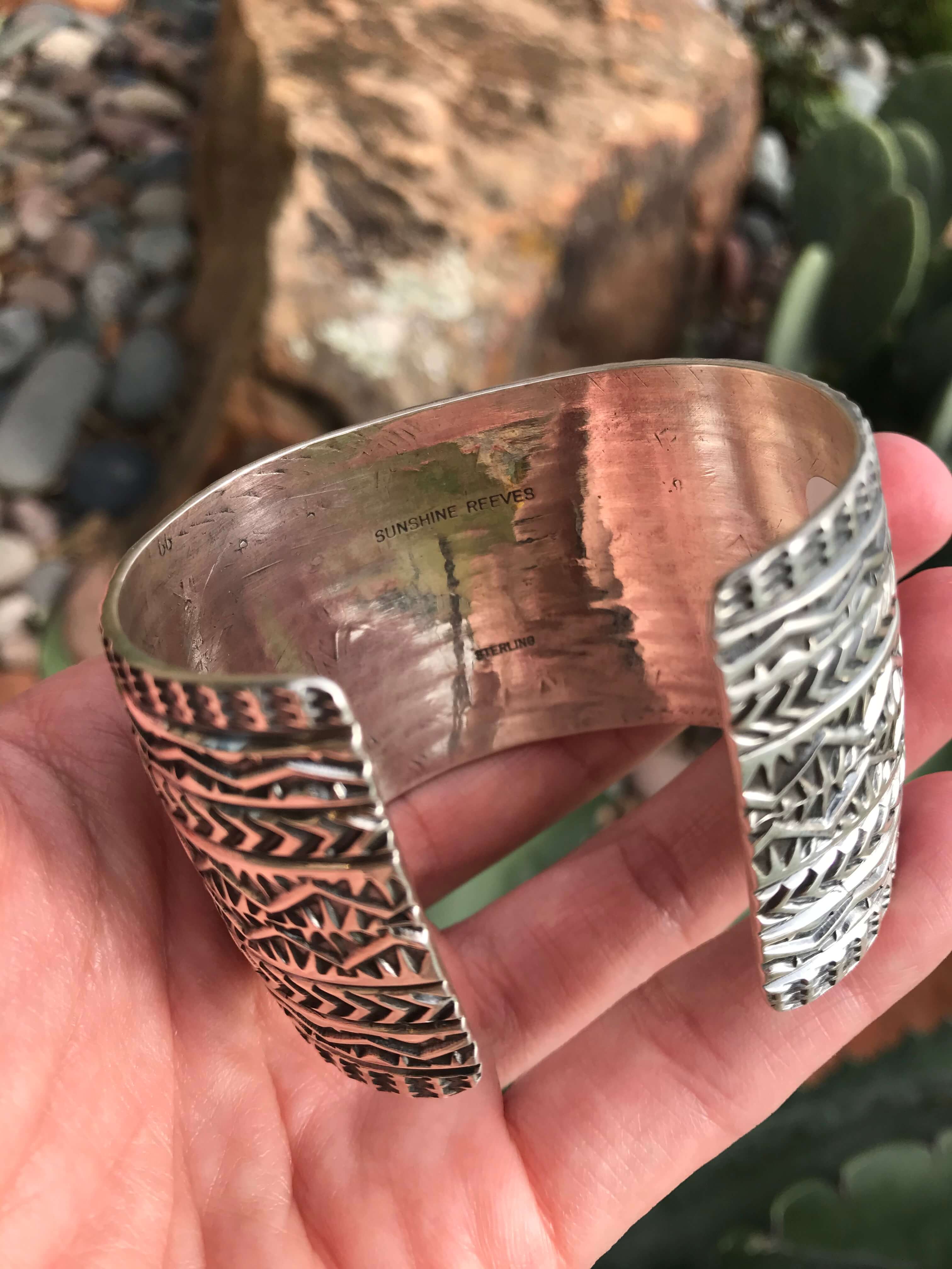 The Sunshine Reeves Cuff, 1-Bracelets & Cuffs-Calli Co., Turquoise and Silver Jewelry, Native American Handmade, Zuni Tribe, Navajo Tribe, Brock Texas