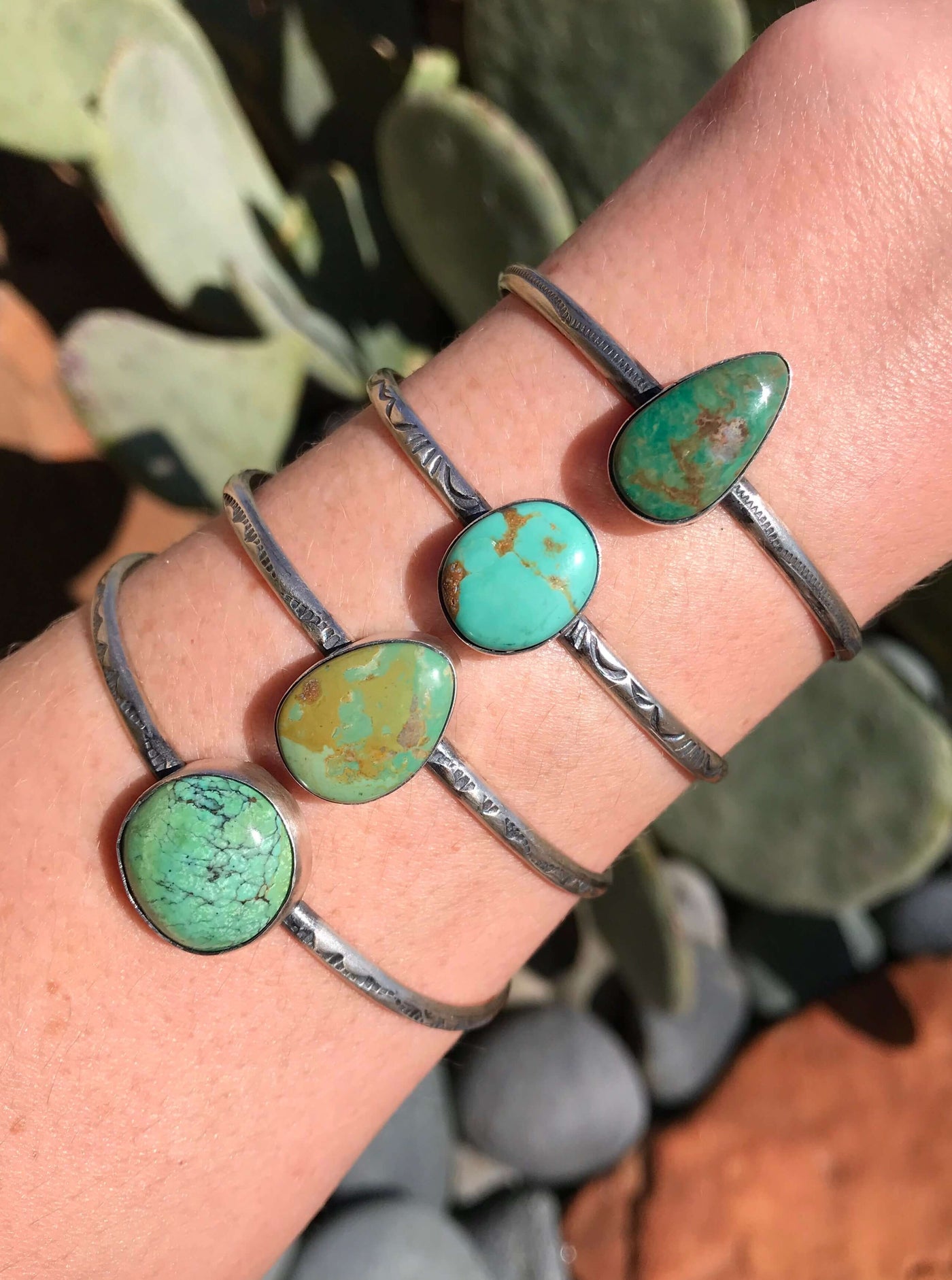 The Kinlee Cuffs-Bracelets & Cuffs-Calli Co., Turquoise and Silver Jewelry, Native American Handmade, Zuni Tribe, Navajo Tribe, Brock Texas