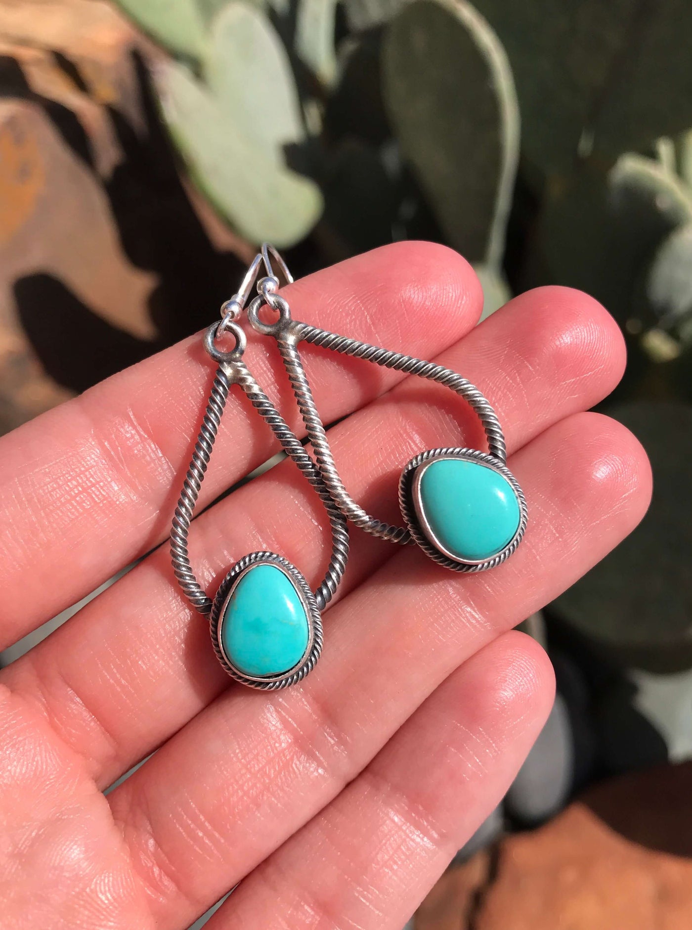 The Blue Mesa Hoop Earrings, 6-Earrings-Calli Co., Turquoise and Silver Jewelry, Native American Handmade, Zuni Tribe, Navajo Tribe, Brock Texas