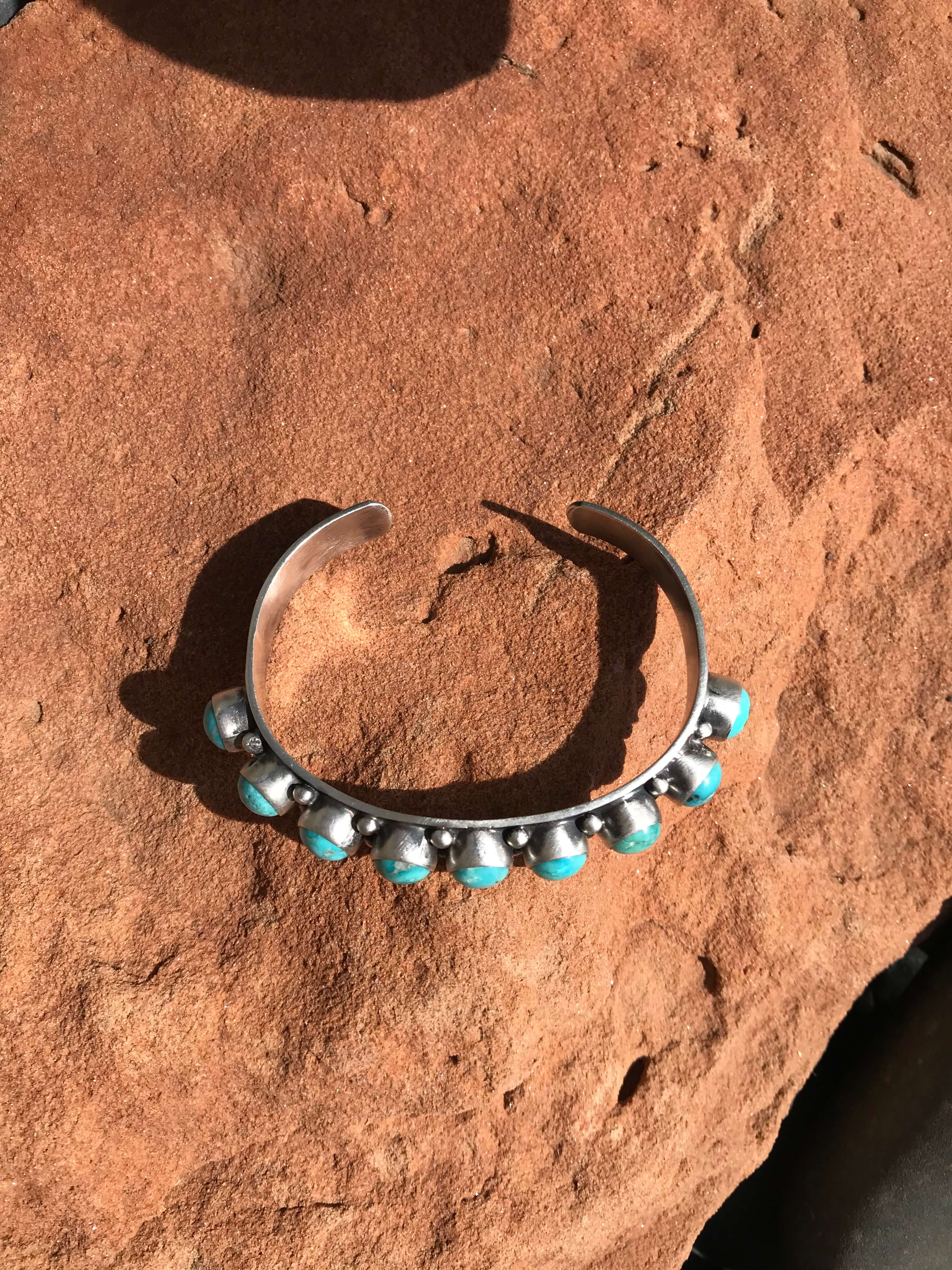 The Enchanted Rock Cuff, 4-Bracelets & Cuffs-Calli Co., Turquoise and Silver Jewelry, Native American Handmade, Zuni Tribe, Navajo Tribe, Brock Texas