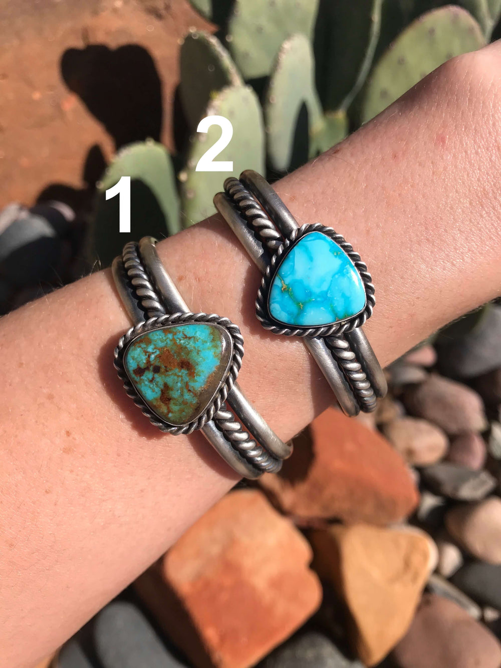 The Navarro Turquoise Cuffs-Bracelets & Cuffs-Calli Co., Turquoise and Silver Jewelry, Native American Handmade, Zuni Tribe, Navajo Tribe, Brock Texas