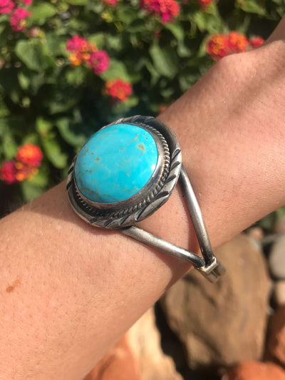 The Prime Turquoise Cuff-Bracelets & Cuffs-Calli Co., Turquoise and Silver Jewelry, Native American Handmade, Zuni Tribe, Navajo Tribe, Brock Texas