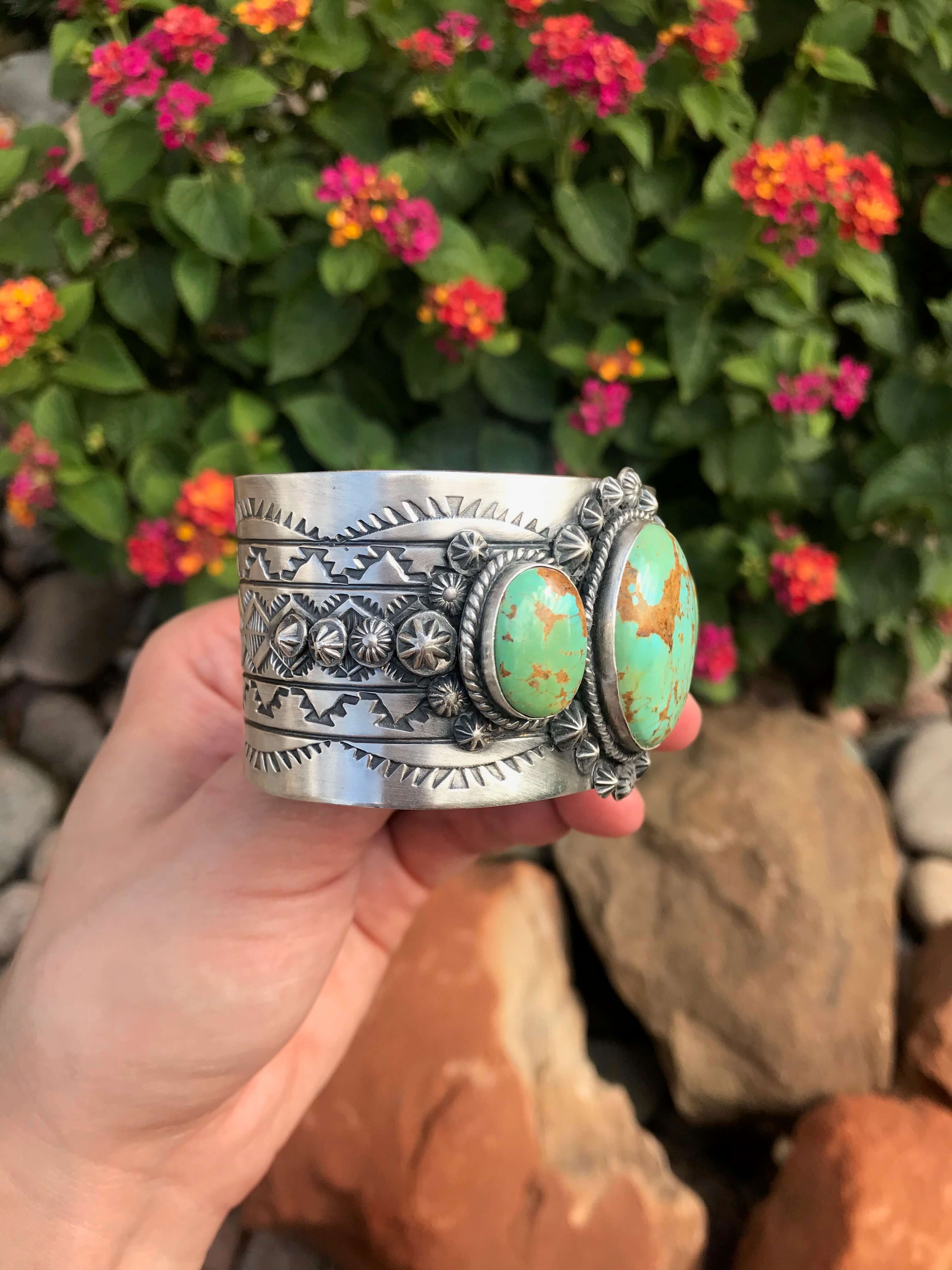 The Hampton Turquoise Cuff-Bracelets & Cuffs-Calli Co., Turquoise and Silver Jewelry, Native American Handmade, Zuni Tribe, Navajo Tribe, Brock Texas