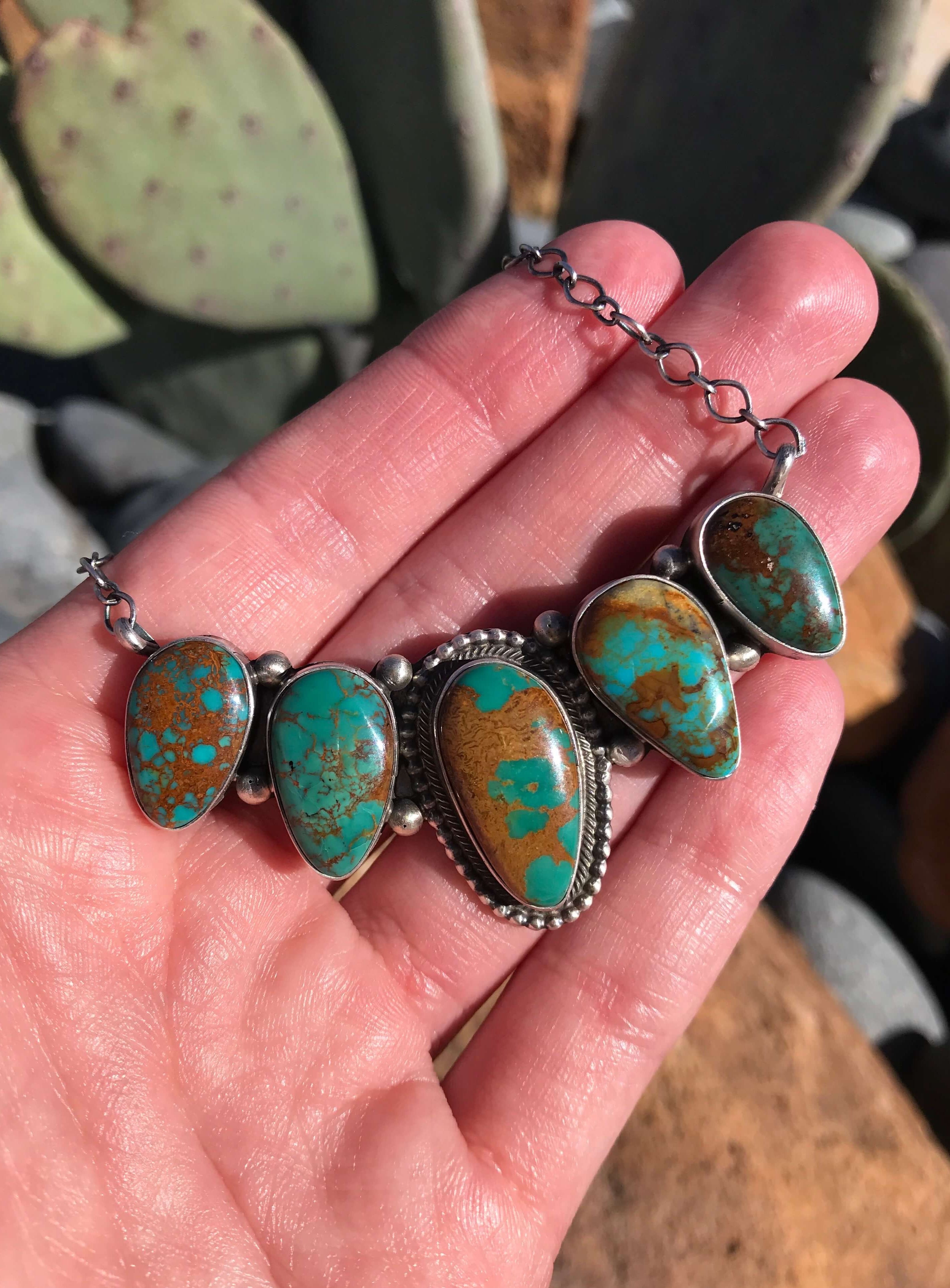 The Henderson Necklace-Necklaces-Calli Co., Turquoise and Silver Jewelry, Native American Handmade, Zuni Tribe, Navajo Tribe, Brock Texas