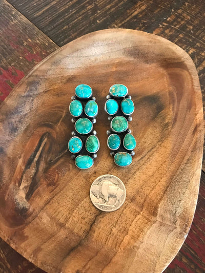 The Traveller Turquoise Earrings-Earrings-Calli Co., Turquoise and Silver Jewelry, Native American Handmade, Zuni Tribe, Navajo Tribe, Brock Texas