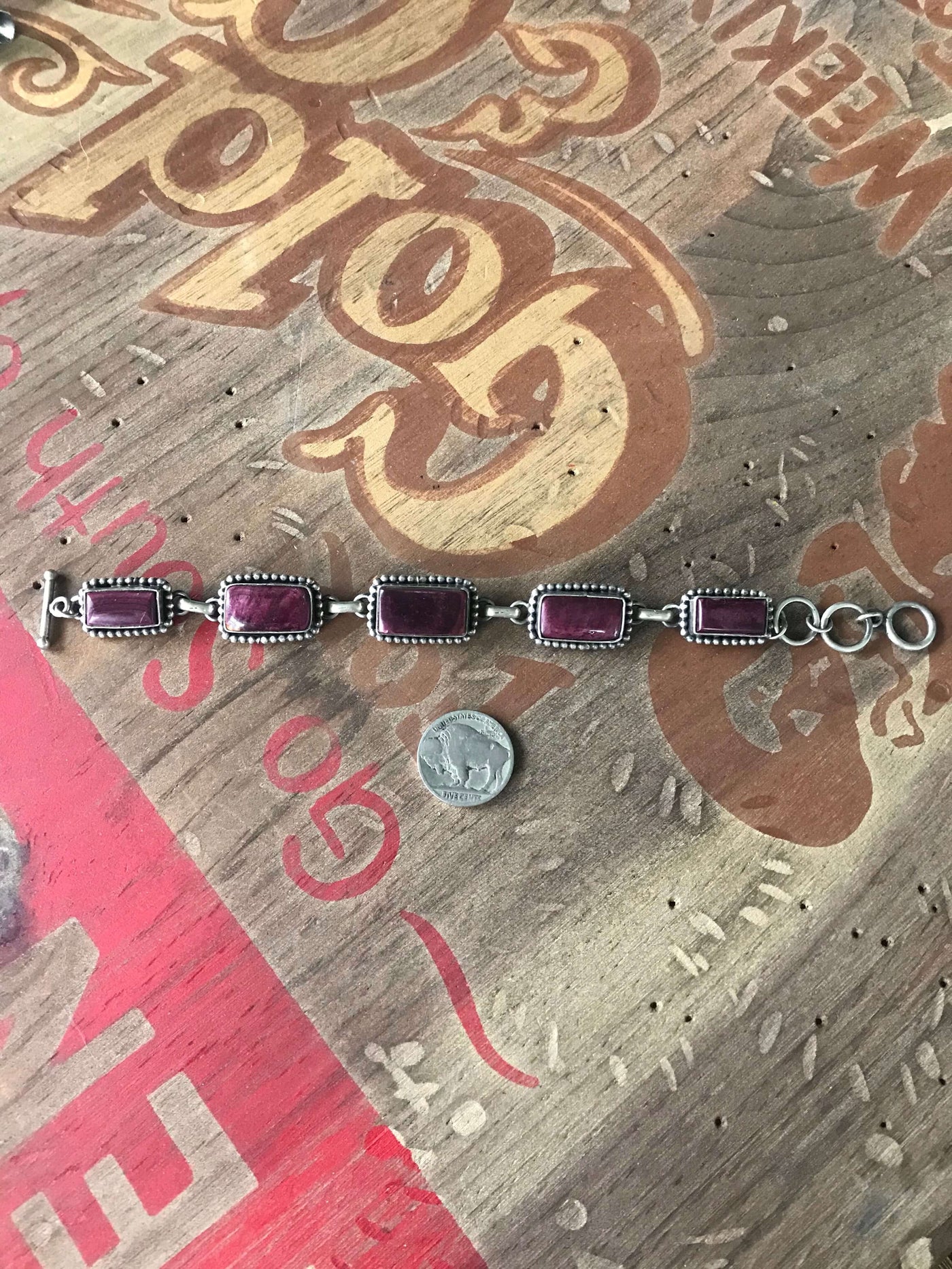 The Purple Spiny Link Bracelet-Bracelets & Cuffs-Calli Co., Turquoise and Silver Jewelry, Native American Handmade, Zuni Tribe, Navajo Tribe, Brock Texas