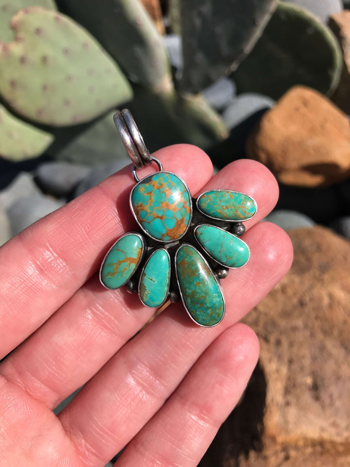 The Zella Pendant, 1-Pendants-Calli Co., Turquoise and Silver Jewelry, Native American Handmade, Zuni Tribe, Navajo Tribe, Brock Texas