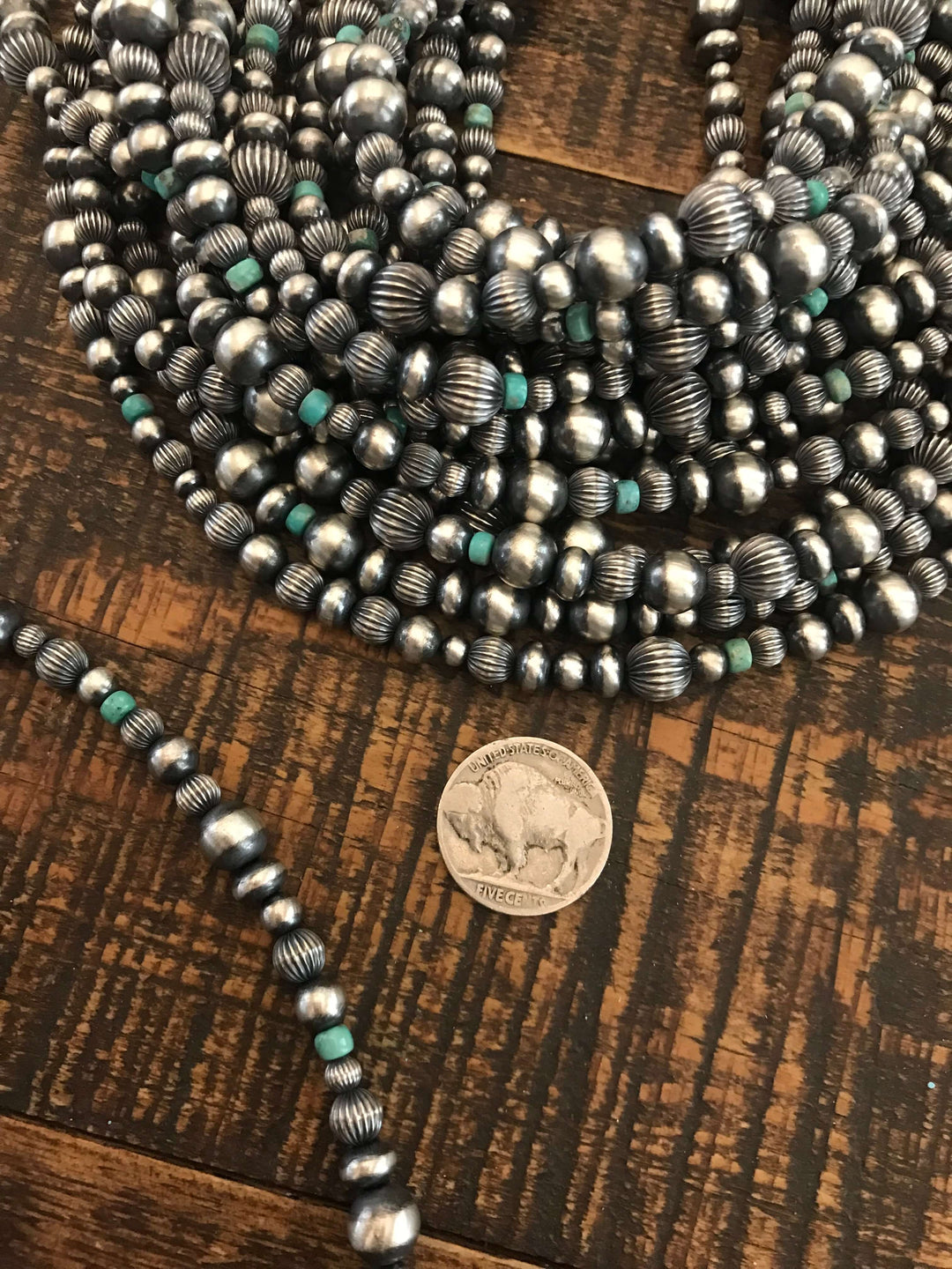 The Pecos Necklace in Blue-green Turquoise-Necklaces-Calli Co., Turquoise and Silver Jewelry, Native American Handmade, Zuni Tribe, Navajo Tribe, Brock Texas
