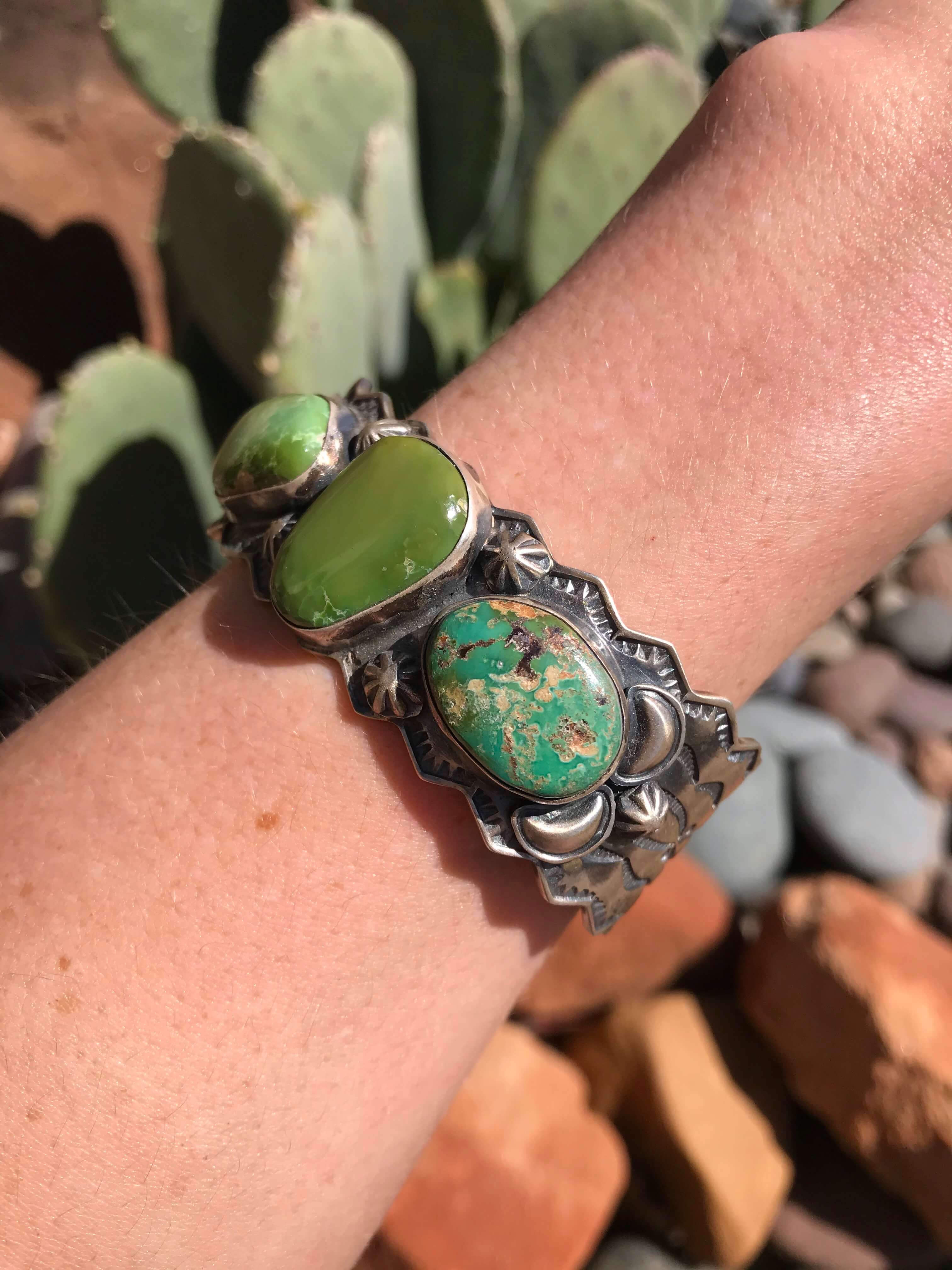 The Carlsbad Turquoise Cuff-Bracelets & Cuffs-Calli Co., Turquoise and Silver Jewelry, Native American Handmade, Zuni Tribe, Navajo Tribe, Brock Texas