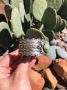 The Carlsbad Turquoise Cuff-Bracelets & Cuffs-Calli Co., Turquoise and Silver Jewelry, Native American Handmade, Zuni Tribe, Navajo Tribe, Brock Texas