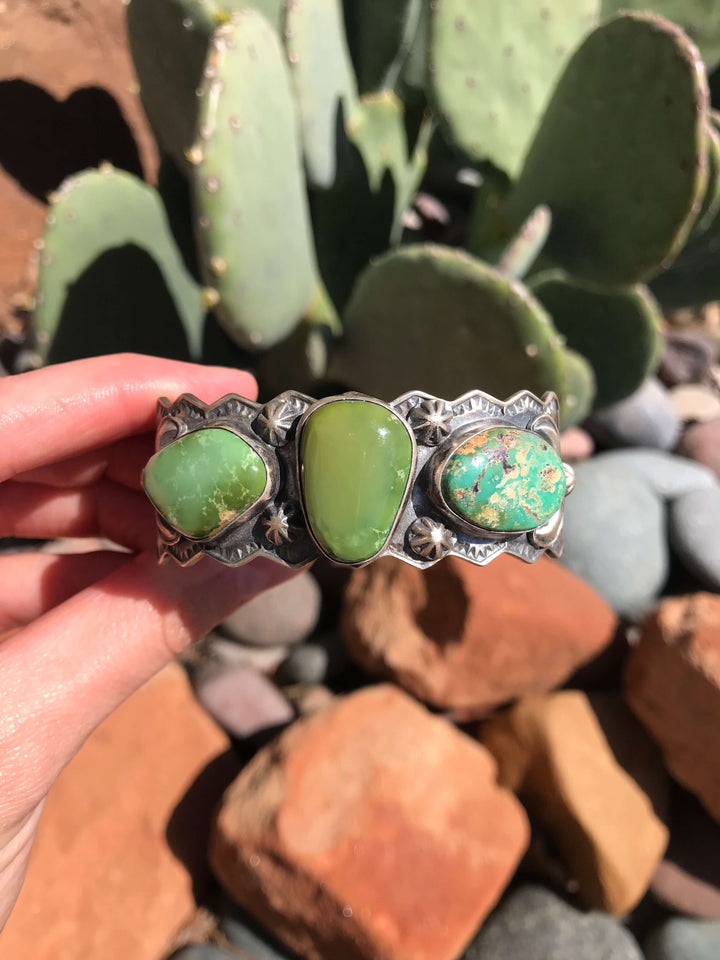 The Carlsbad Turquoise Cuff-Bracelets & Cuffs-Calli Co., Turquoise and Silver Jewelry, Native American Handmade, Zuni Tribe, Navajo Tribe, Brock Texas