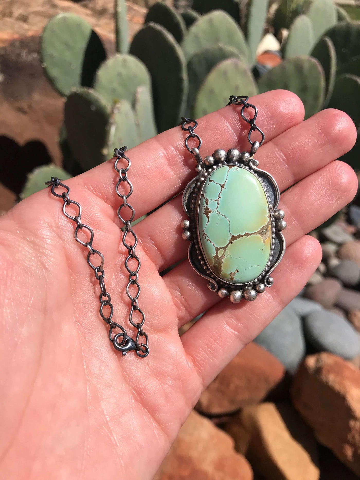 The Delancey Turquoise Necklace, 1-Necklaces-Calli Co., Turquoise and Silver Jewelry, Native American Handmade, Zuni Tribe, Navajo Tribe, Brock Texas