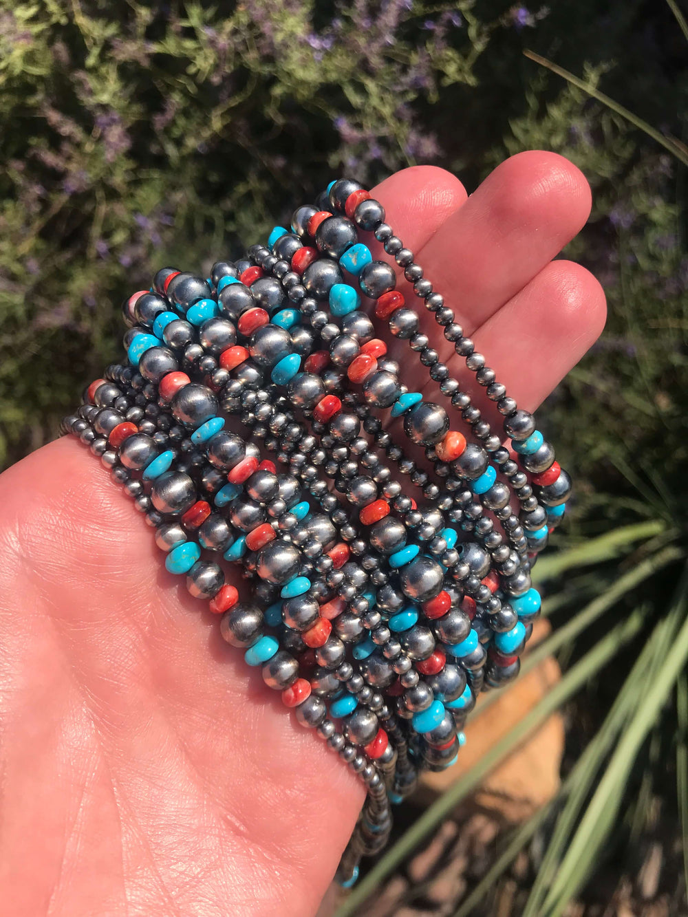 The Stevie Necklace, 18"-Necklaces-Calli Co., Turquoise and Silver Jewelry, Native American Handmade, Zuni Tribe, Navajo Tribe, Brock Texas
