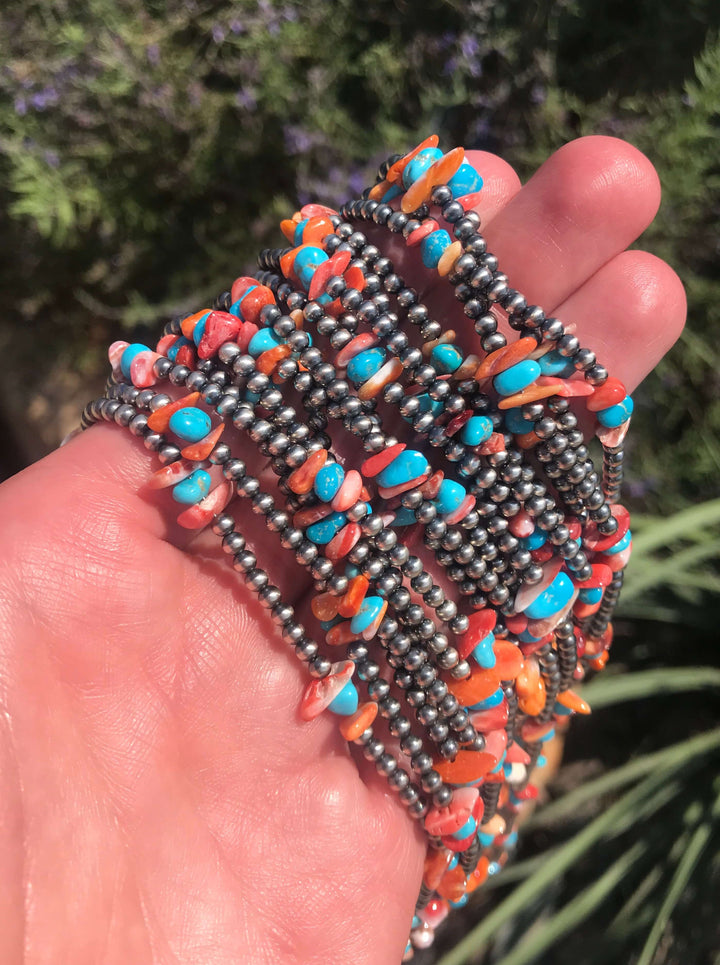 The Homa Hills Necklace, 18"-Necklaces-Calli Co., Turquoise and Silver Jewelry, Native American Handmade, Zuni Tribe, Navajo Tribe, Brock Texas