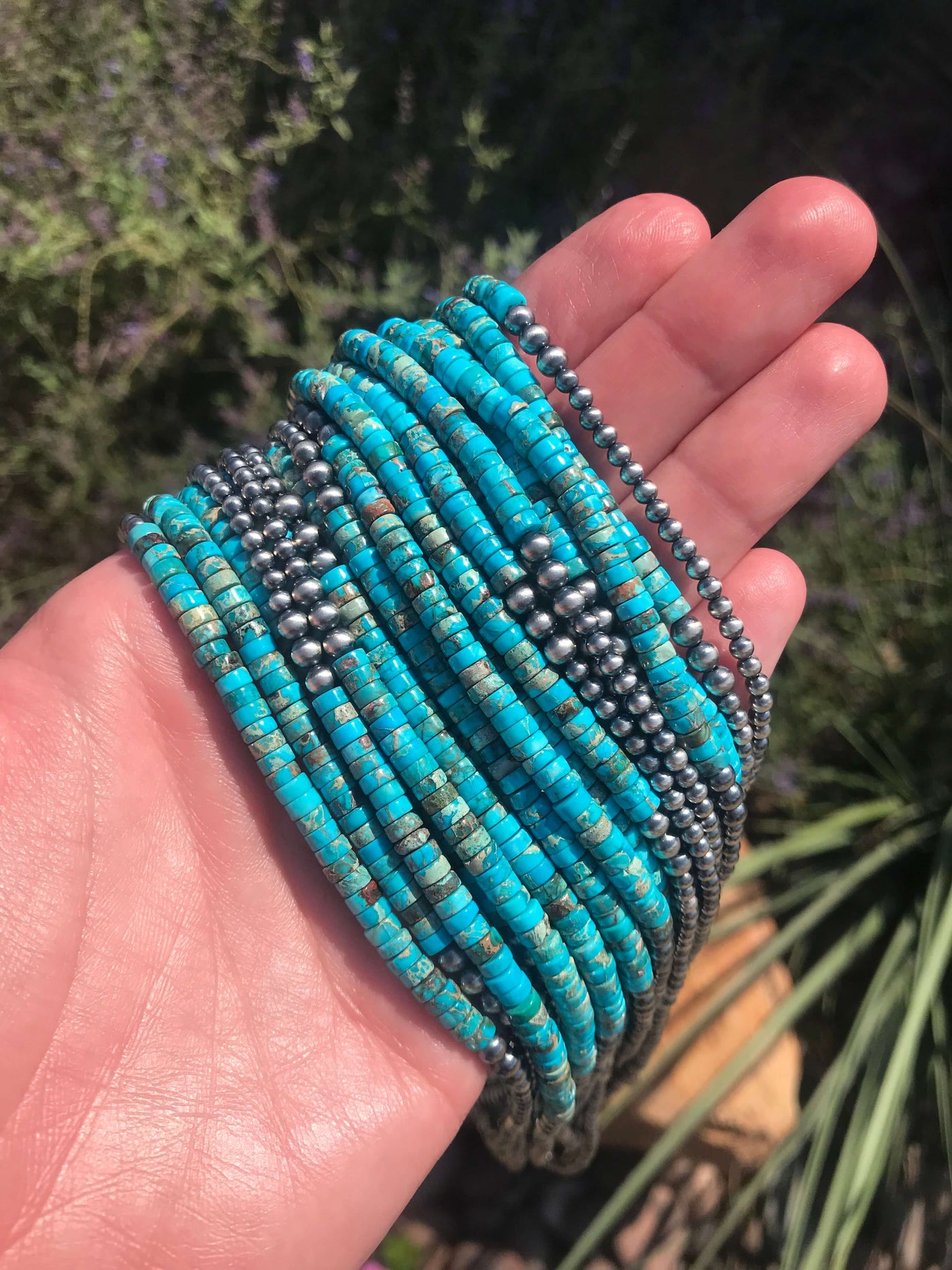 The Palmdale Necklace, 18"-Necklaces-Calli Co., Turquoise and Silver Jewelry, Native American Handmade, Zuni Tribe, Navajo Tribe, Brock Texas