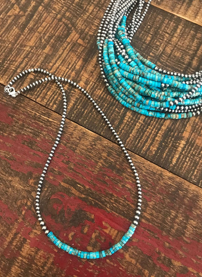 The Palmdale Necklace, 18"-Necklaces-Calli Co., Turquoise and Silver Jewelry, Native American Handmade, Zuni Tribe, Navajo Tribe, Brock Texas