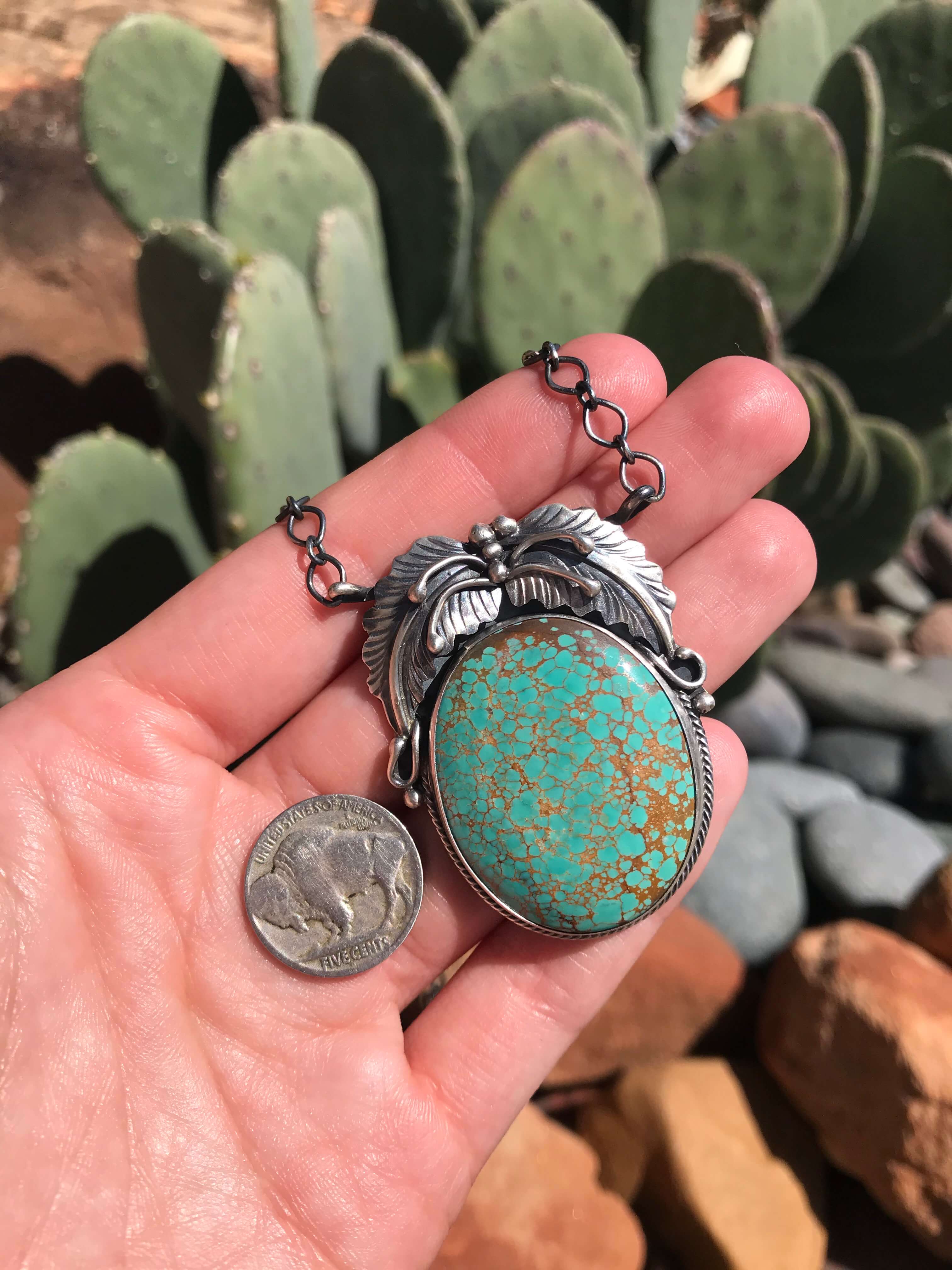 Vintage sterling and turquoise deals pendant