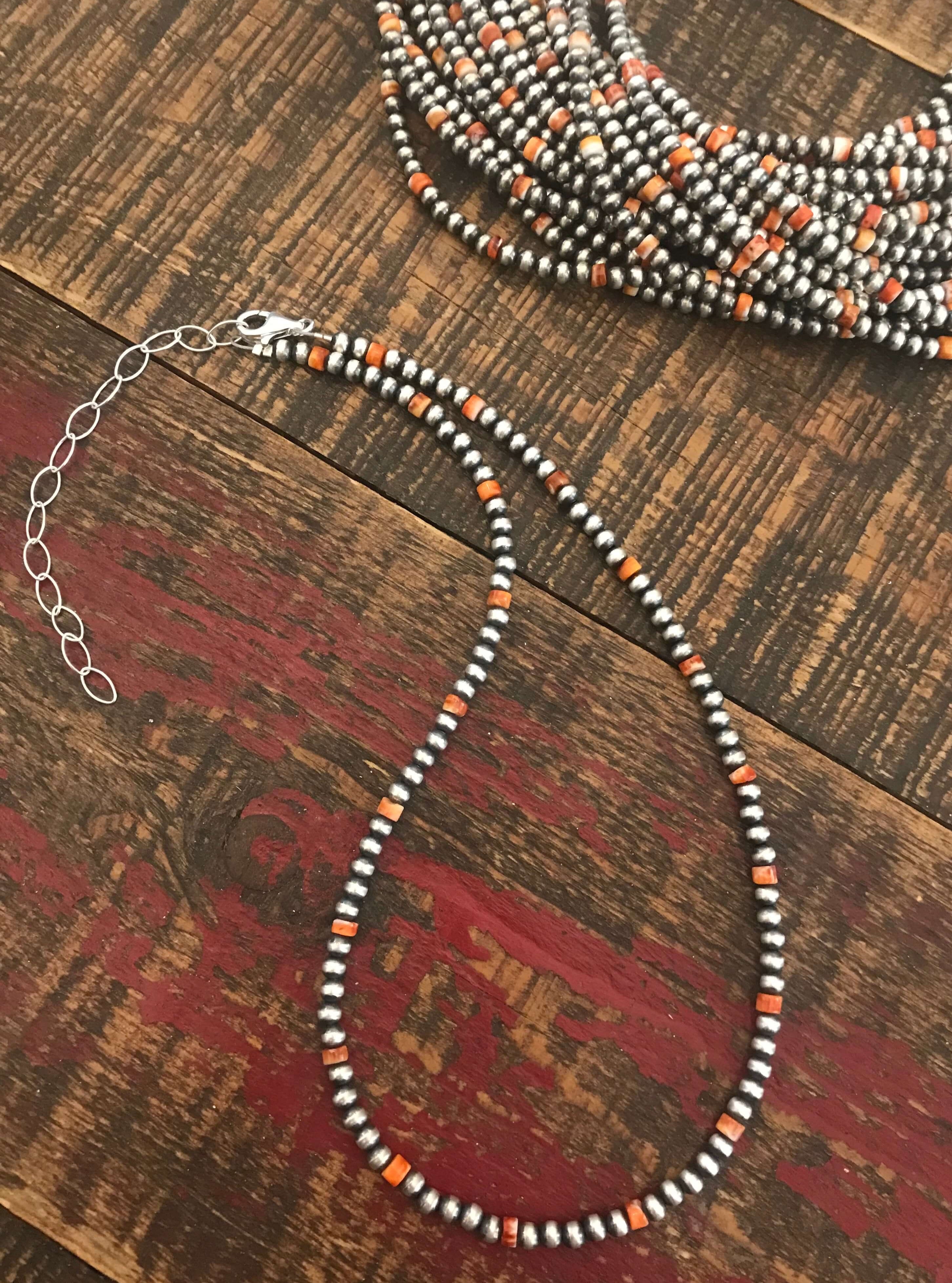 The Fort Bridger Spiny Necklace, 19"-Necklaces-Calli Co., Turquoise and Silver Jewelry, Native American Handmade, Zuni Tribe, Navajo Tribe, Brock Texas