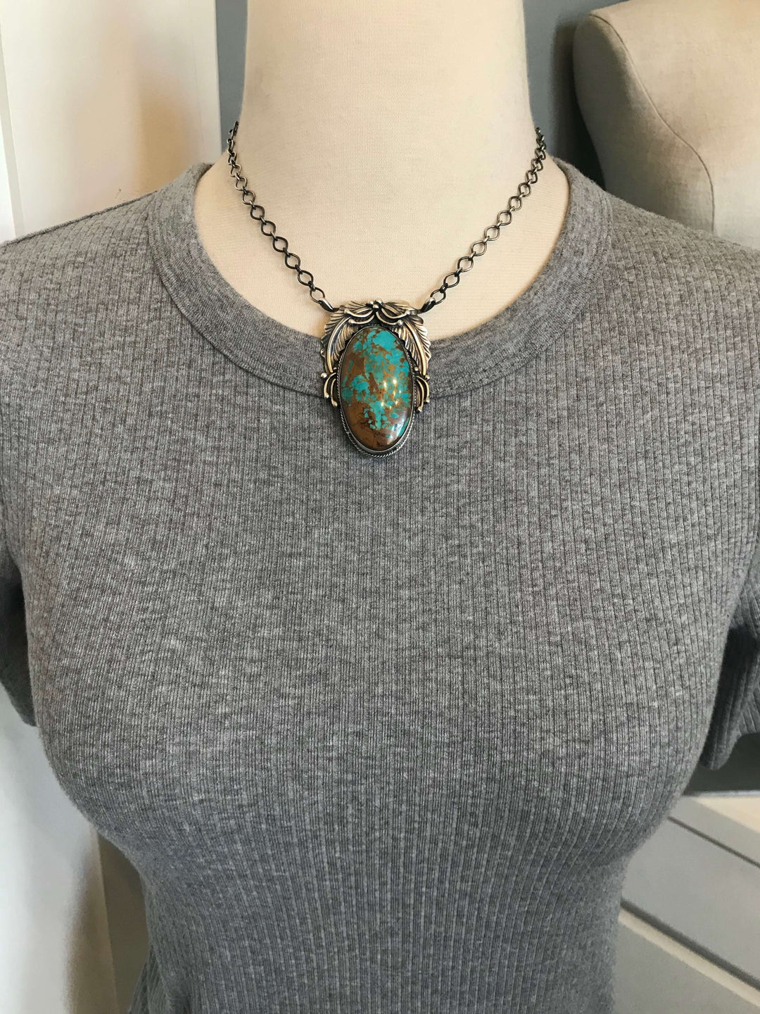 The Lentner Turquoise Necklace, 3-Necklaces-Calli Co., Turquoise and Silver Jewelry, Native American Handmade, Zuni Tribe, Navajo Tribe, Brock Texas