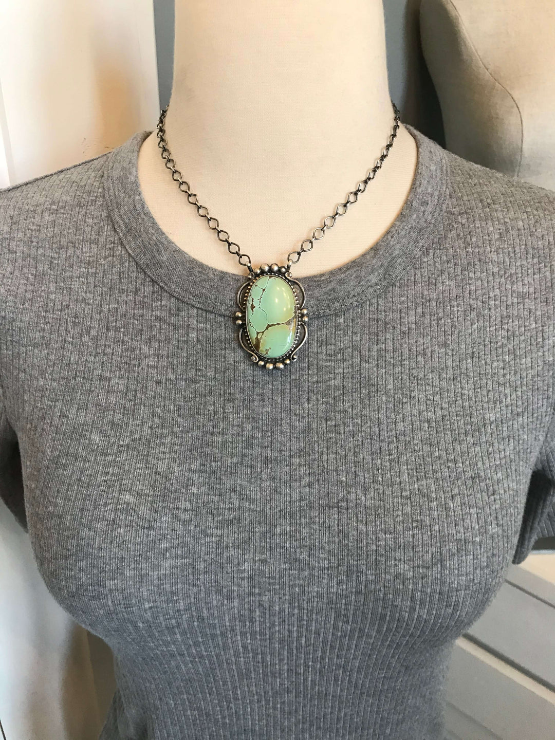 The Delancey Turquoise Necklace, 1-Necklaces-Calli Co., Turquoise and Silver Jewelry, Native American Handmade, Zuni Tribe, Navajo Tribe, Brock Texas