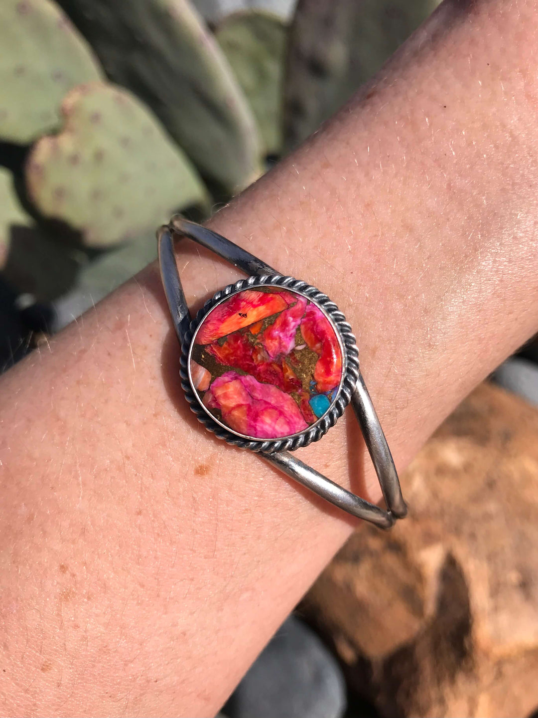 The Dahlia Cuff, 4-Bracelets & Cuffs-Calli Co., Turquoise and Silver Jewelry, Native American Handmade, Zuni Tribe, Navajo Tribe, Brock Texas