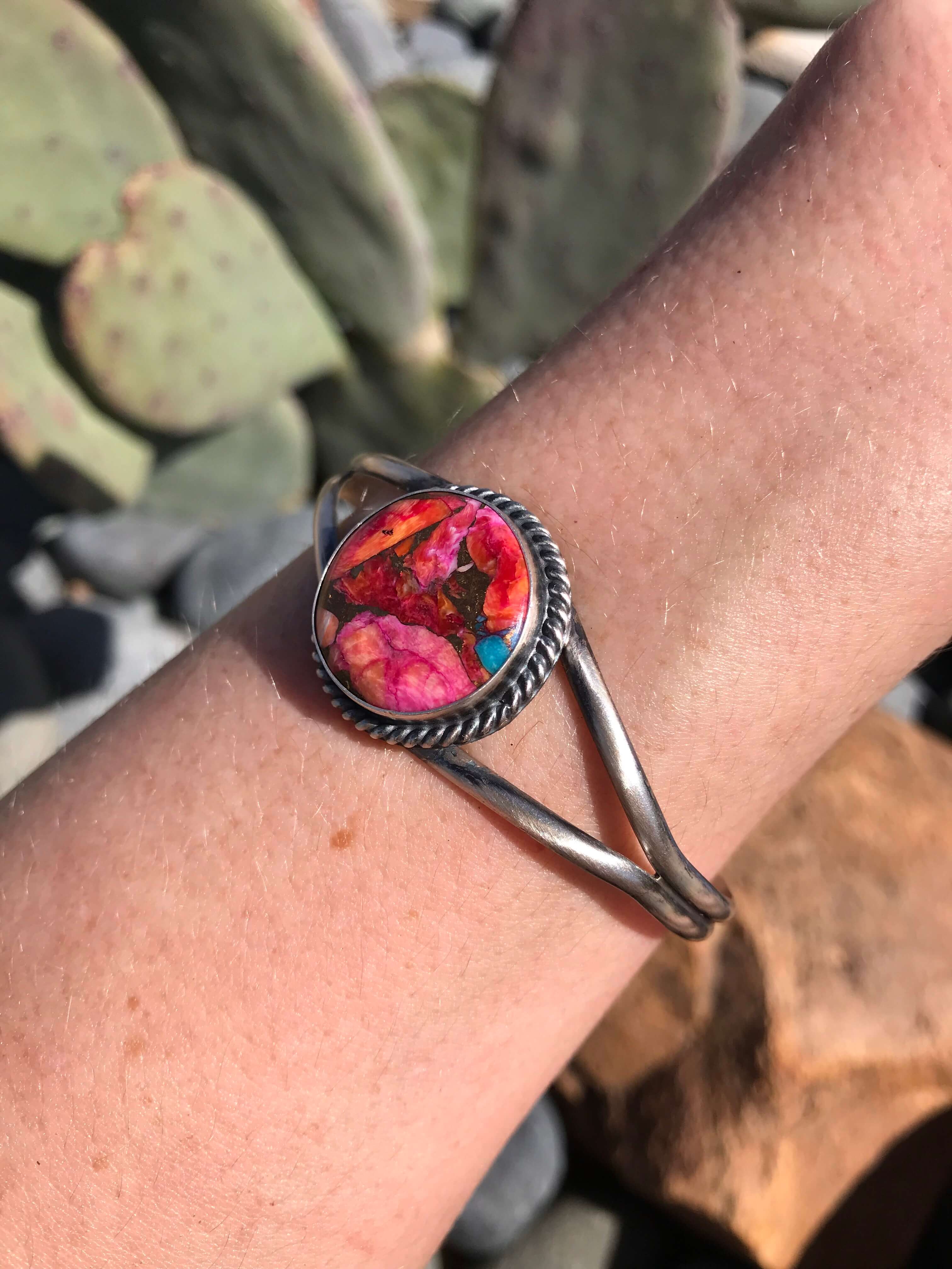 The Dahlia Cuff, 4-Bracelets & Cuffs-Calli Co., Turquoise and Silver Jewelry, Native American Handmade, Zuni Tribe, Navajo Tribe, Brock Texas