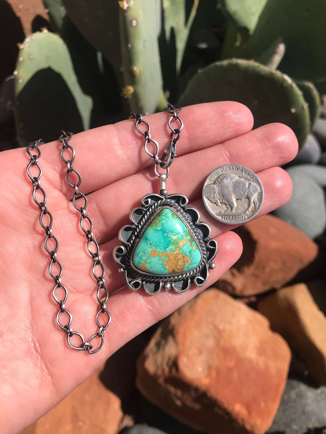 The Monument Valley Necklace, 6-Necklaces-Calli Co., Turquoise and Silver Jewelry, Native American Handmade, Zuni Tribe, Navajo Tribe, Brock Texas