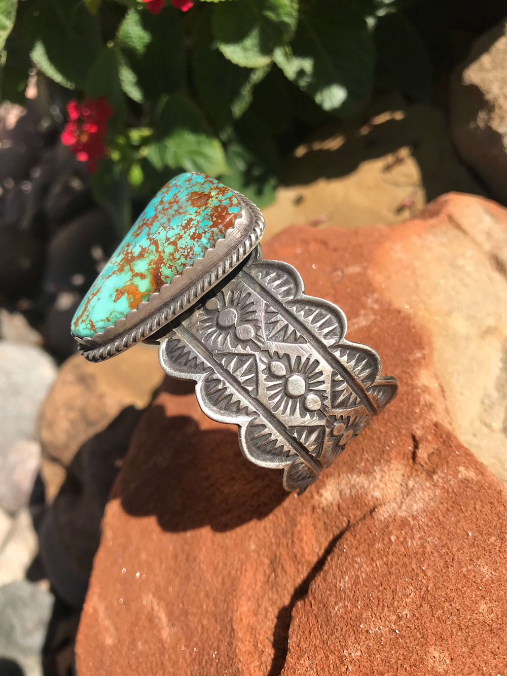 The Ridgemark Turquoise Cuff-Bracelets & Cuffs-Calli Co., Turquoise and Silver Jewelry, Native American Handmade, Zuni Tribe, Navajo Tribe, Brock Texas