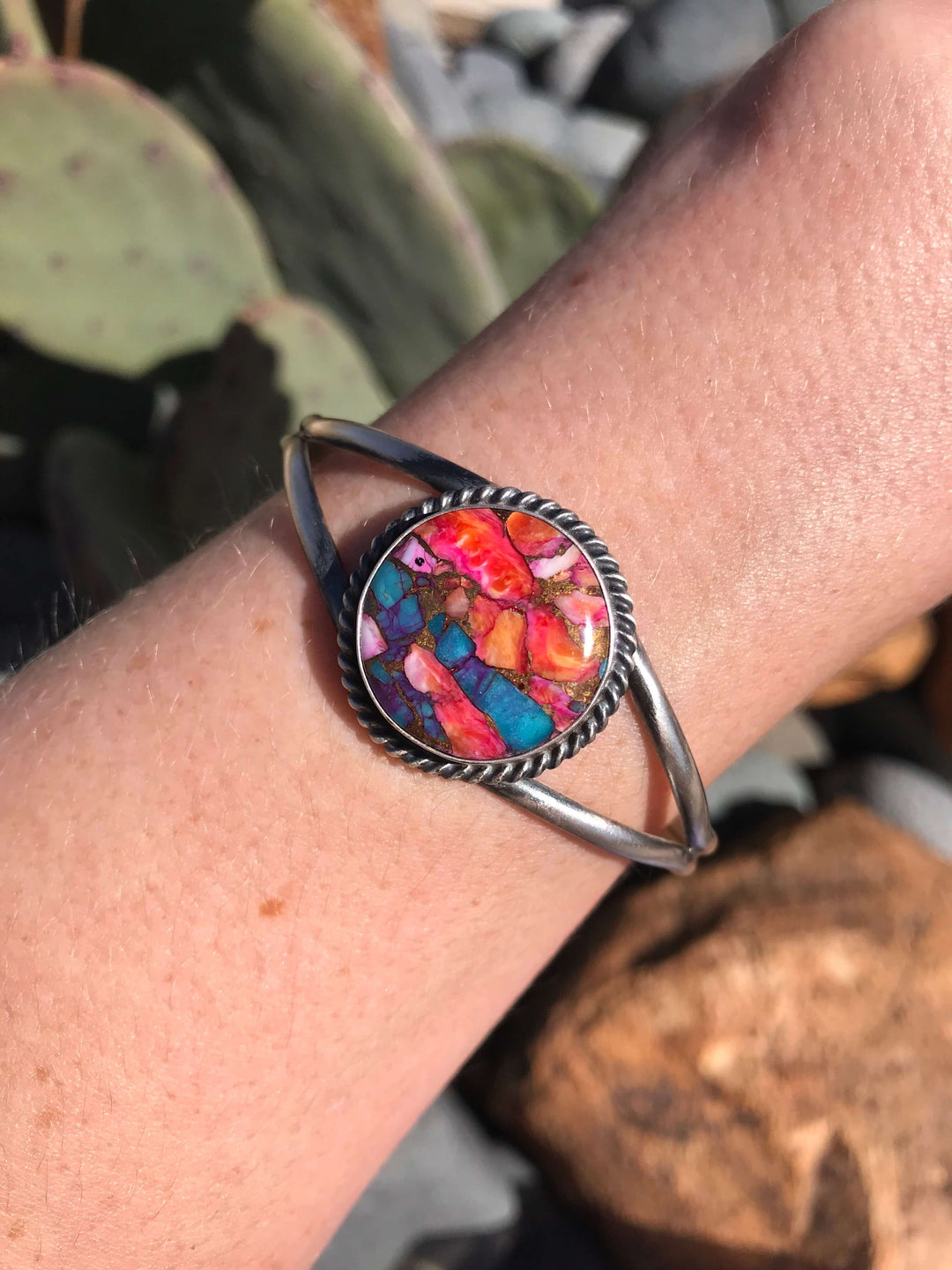The Dahlia Cuff, 9-Bracelets & Cuffs-Calli Co., Turquoise and Silver Jewelry, Native American Handmade, Zuni Tribe, Navajo Tribe, Brock Texas